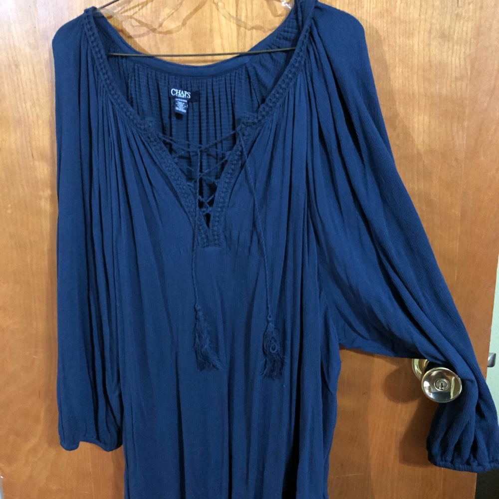 Navy blue long sleeve Chaps blouse